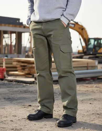 Pantalon Cargo Gabardina Trabajo Uniforme Bolsillos Reforzad